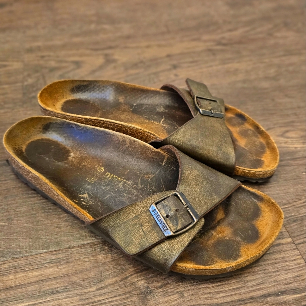 Birkenstock Madrid sandals Leather Buckle Strap Bronze sz39